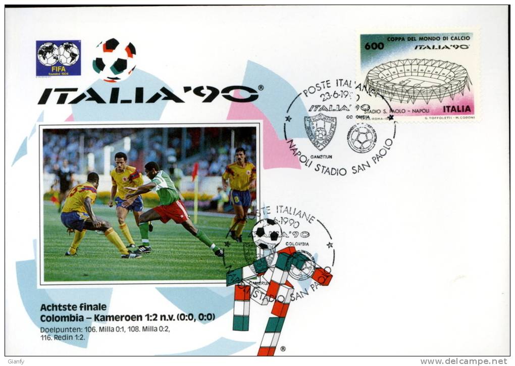 CALCIO FIFA WORLD CUP ITALIA 1990 FDC NAPOLI - 1990 – Italië