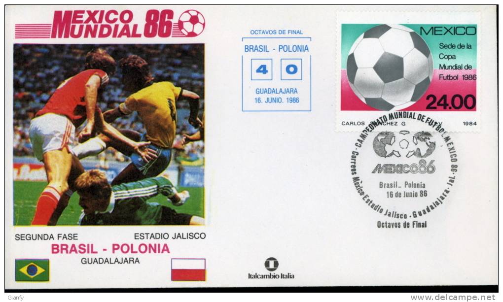 CALCIO FIFA WORLD CUP MEXICO 1986 FDC BRASILE POLONIA - 1986 – Mexique