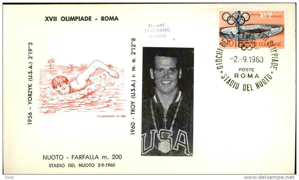 ROMA 17a OLIMPIADE 1960 NUOTO MED ORO TROY - Summer 1960: Rome