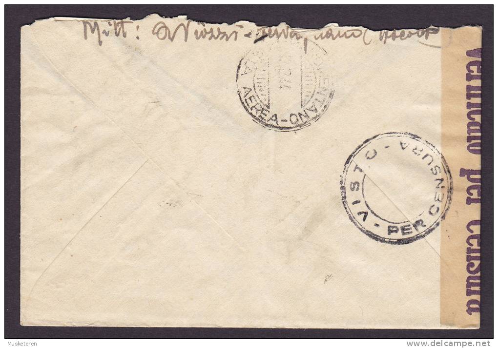 Italy Via Aerea Airmail Mult Franked ASCOLI PICENO 1944 Cover Zensur To ROMA Censor Censura Label & Cds. (2 Scans) - Airmail