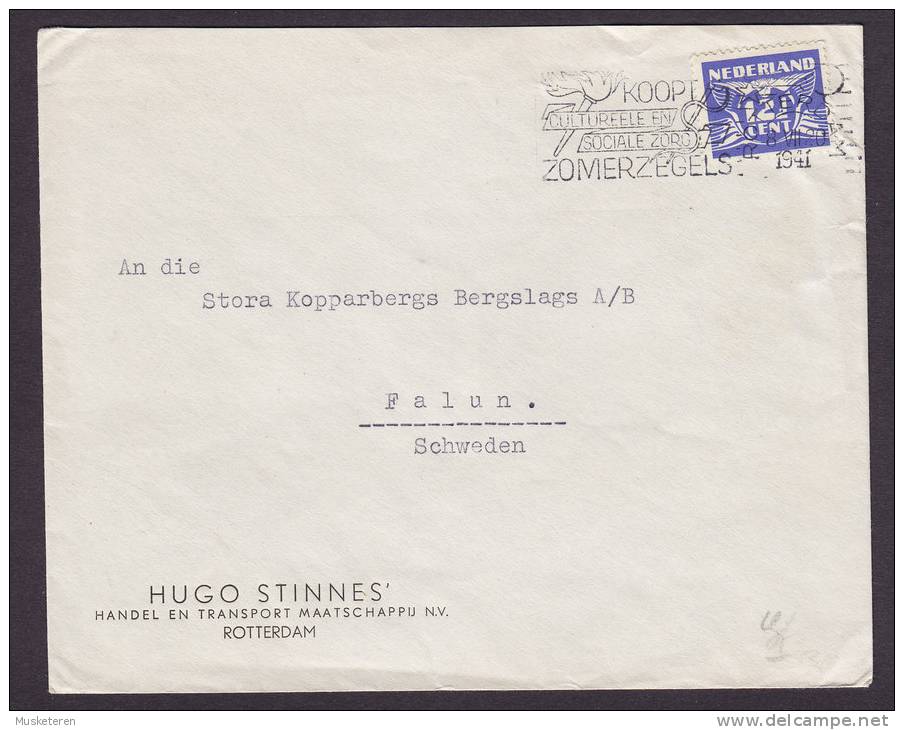 Netherlands HUGO STINNES´ Rotterdam 1941 Cover To Sweden German Zensur Censor Oberkommando Der Wehrmacht Label - Storia Postale