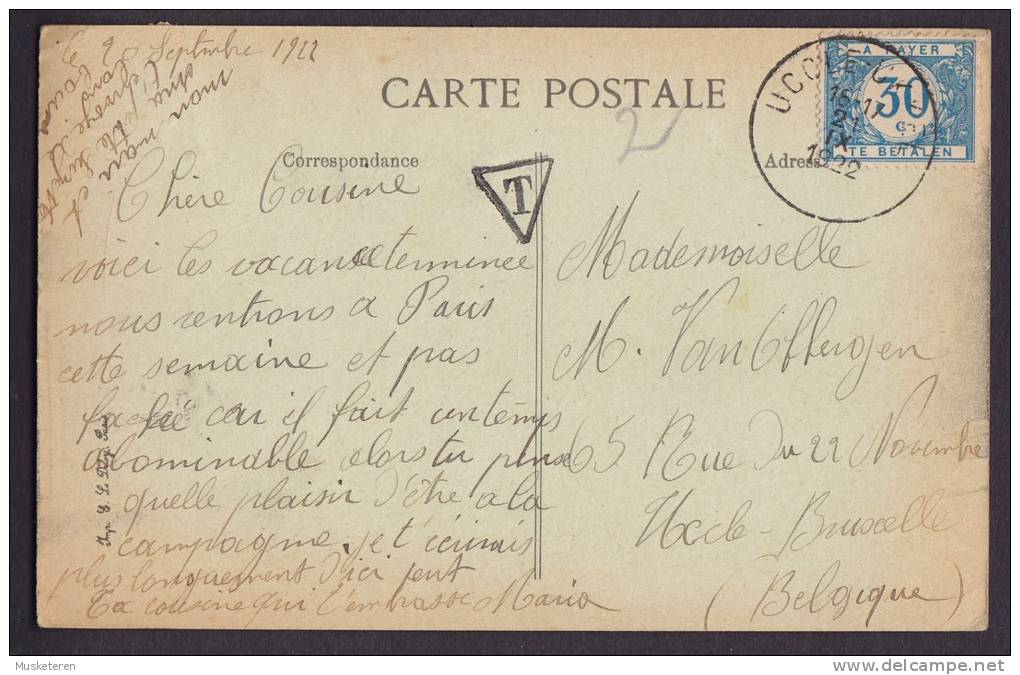 France CPA 125. Champigny - CHENNEVIERES 1922 To BRUXELLES W. Deluxe UCCLE 1922 Timbre-Taxe TAXE T-Cds. Postage Due - Briefe U. Dokumente