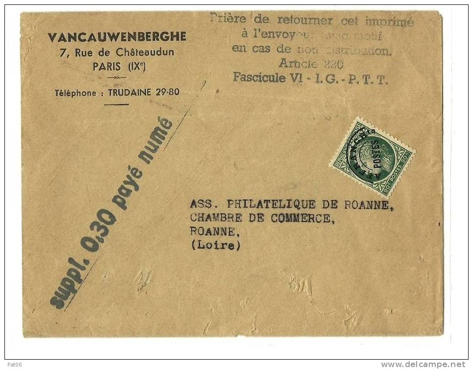 PARIS IX°   Bureau N°108   Bd. HAUSSMANN - 1945-47 Ceres Of Mazelin