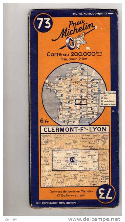 Michelin N° 73 - Clermont-Ferrand - Lyon - Strassenkarten