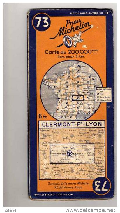 Michelin N° 73 - Clermont-Ferrand - Lyon - Cartes Routières