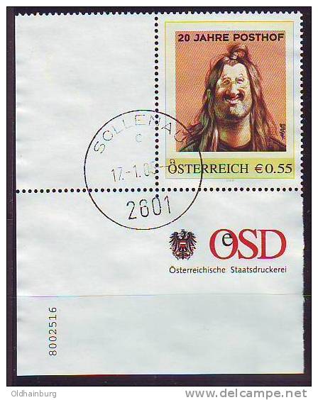 056: Personalisierte Briefmarke Aus Österreich Posthof Linz (pink) Ecke Links Unten - Persoonlijke Postzegels