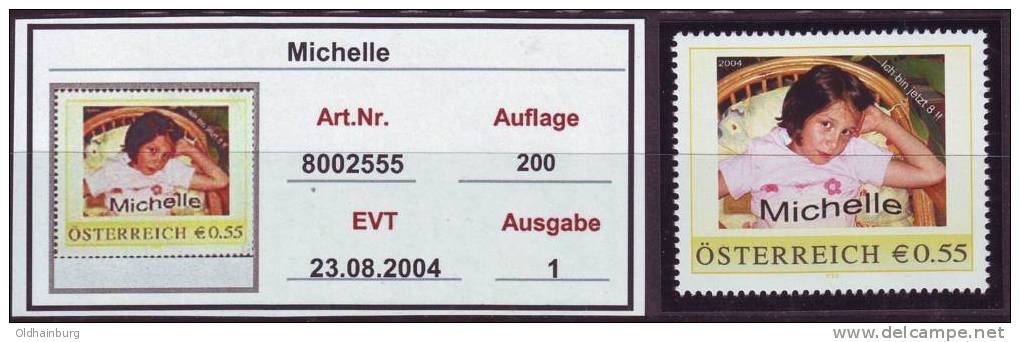 056: Personalisierte Briefmarke Aus Österreich Michelle - Persoonlijke Postzegels