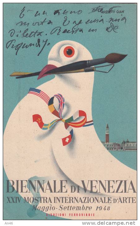 PUBBLICITA' ADVERTISING BIENNALE DI VENEZIA XXIX MOSTRA D´ARTE MAGGIO-SETTEMBRE 1948 VG1948 PUBBLICITARIA EPOCA 100% - Betogingen