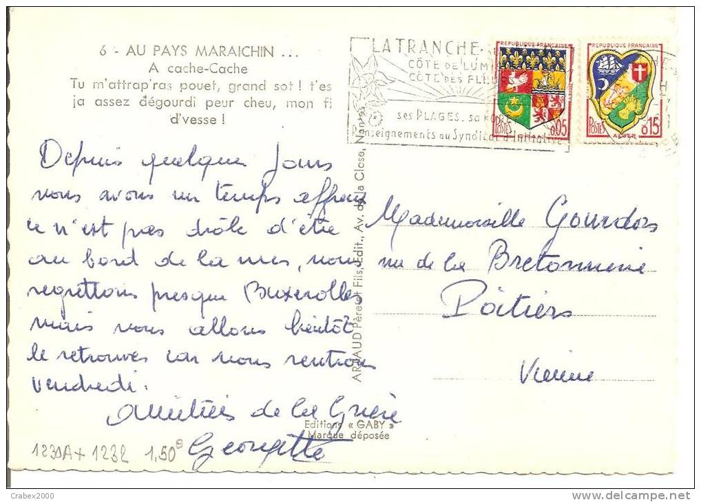 N°1230A+1232  LA TRANCHE                Vers    POITIERS   Le    01 JUILLET1961 - Covers & Documents