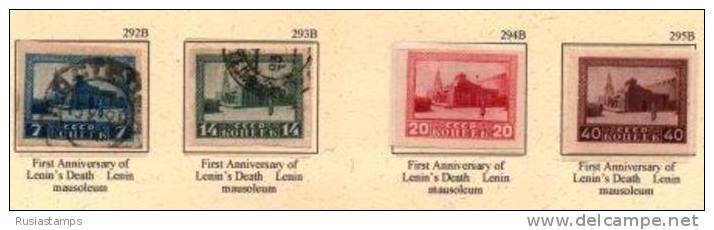 RUSSIA (USSR) -(CP2504)-YEAR 1925-(Michel 292/295 Imperf.)-First Anniversary Of Lenin’s Death. MH /used - Unused Stamps