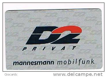 GERMANIA (GERMANY) - D2 PRIVAT MANNESMANN MOBILFUNK (GSM SIM) -  ELLEN LOHR  (COCA COLA)    - - RIF. 5857 - GSM, Voorafbetaald & Herlaadbare Kaarten