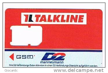 GERMANIA (GERMANY) - D2MANNESMANN  (SIM GSM ) -  IL TALKLINE - USED WITHOUT CHIP - RIF. 5861 - GSM, Voorafbetaald & Herlaadbare Kaarten