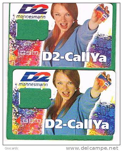 GERMANIA (GERMANY) - D2 MANNESMANN  (SIM GSM ) -  GIRL (LOT OF 2 WITH DIFFERENT CONNECTIONS)-USED WITHOUT CHIP-RIF.5853 - GSM, Voorafbetaald & Herlaadbare Kaarten