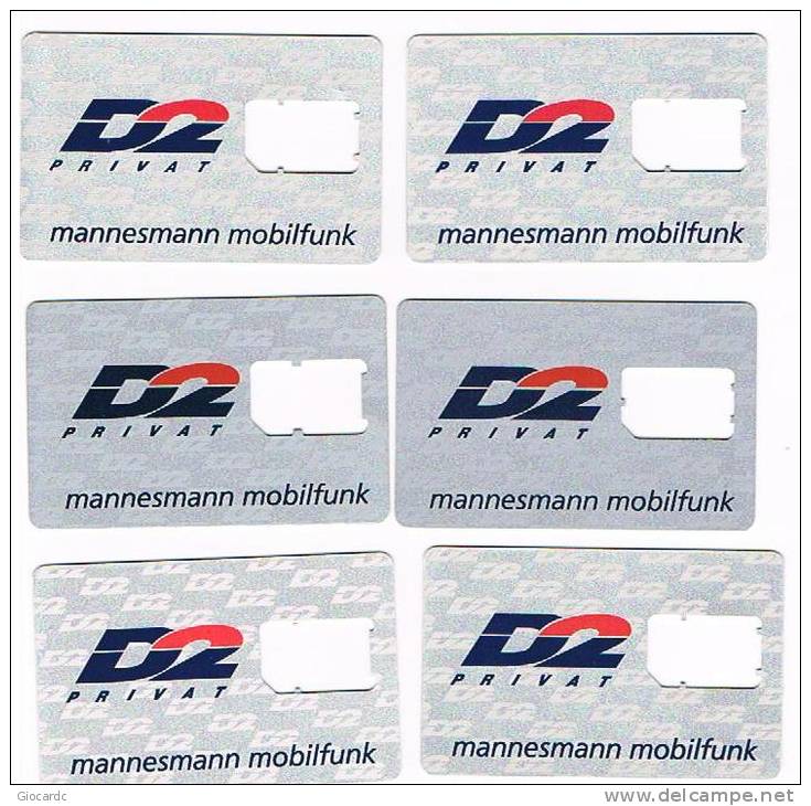 GERMANIA (GERMANY) - D2 PRIVAT MANNESMANN (SIM GSM ) -  LOT OF 6 DIFFERENT  - USED WITHOUT CHIP - RIF. 5856 - GSM, Voorafbetaald & Herlaadbare Kaarten