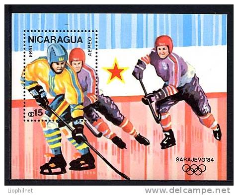 NICARAGUA 1984, HOCKEY SUR GLACE, 1 Bloc,  Neuf. R340 - Hockey (sur Glace)