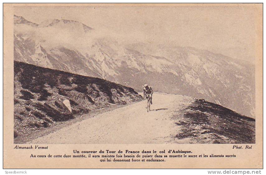 18362  Un Coureur Du Tour De France Dans Le Col De L'Aubisque ; Aliments Sucrés Sucre. Almanach Vermot. Photo Rol - Cyclisme