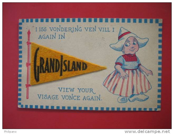 Nebraska > Grand Island   Greetings From Felt Pennent   1916 Cancel       ==   == Ref 273 - Grand Island