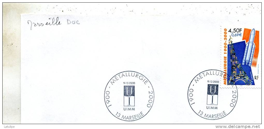 Enveloppe  Timbrée  ( Document  )  De La Metallurgie  1900-2000  ´(u I M M ) A  Marseille  13  Le  9-12-2000 - Autres & Non Classés