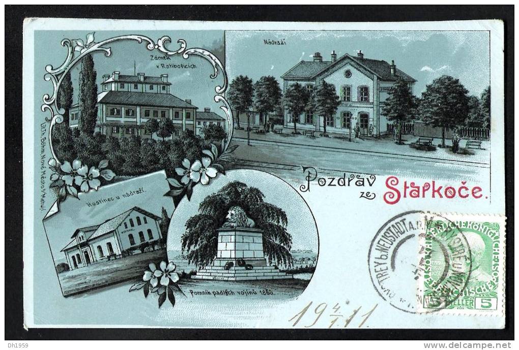 POZDRAV Z STARKOCE NEUSTADT LITHO BÖHM NOVE MESTO METUJI POLOGNE TCHEQUIE  REPUBLIQUE  BOHEME BÖHMEN MÄHREN AUTRICHE - Böhmen Und Mähren