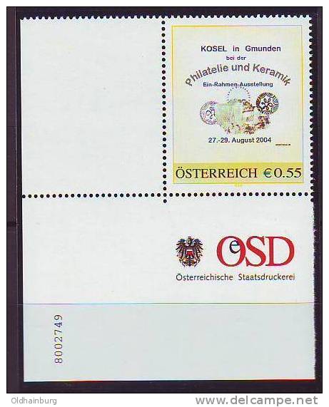056: Personalisierte Briefmarke Aus Österreich Kosel In Gmunden 2004 Ecke Links Unten - Ongebruikt