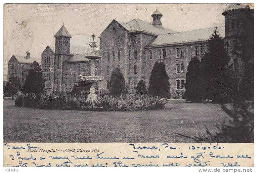 North Warren Pennsylvania - State Hospital - Stamp & Postmark 1906 - Simple Back - Condition: See 2 Scans - Autres & Non Classés