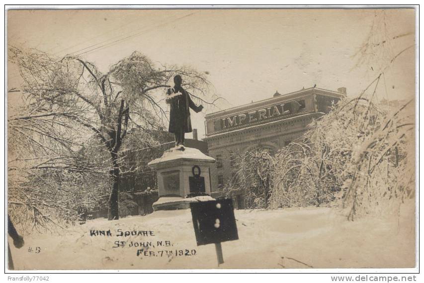 Rppc - CANADA - NEW BRUNSWICK - ST. JOHN - KINGS SQUARE - TILLEY MONUMENT - IMPERIAL THEATRE - 1920 - St. John