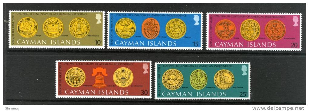 CAYMAN ISLANDS - 1976 AMERICAN BICENTENARY SET (5V) FINE MNH ** - Cayman (Isole)