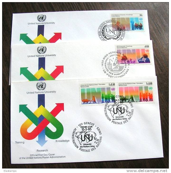 == UNO  NY GENF WIEN 3* FDC  1985  Lot - Emisiones Comunes New York/Ginebra/Vienna