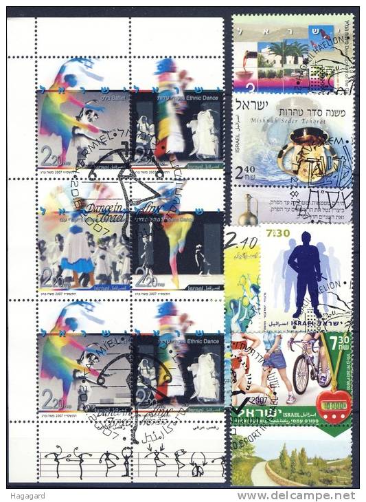 #A302. Israel 2007. 11 Items. All With Tabs. Cancelled(o) - Unused Stamps (with Tabs)