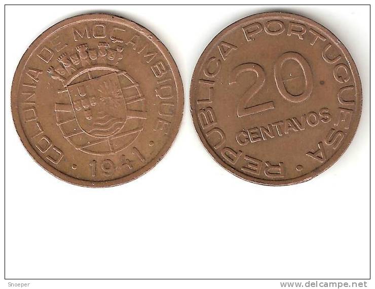 Mozambique 20 Centavos 1941 Km 71 Xf+ !!!!!! - Mosambik