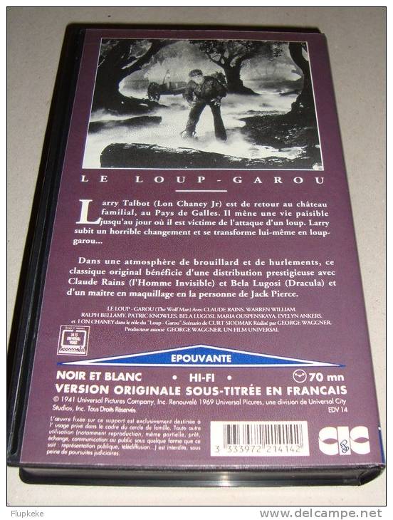 Vhs Pal Le Loup Garou The Wolf Man George Waggner 1941 Version Originale Sous-titrée Français - Sciences-Fictions Et Fantaisie