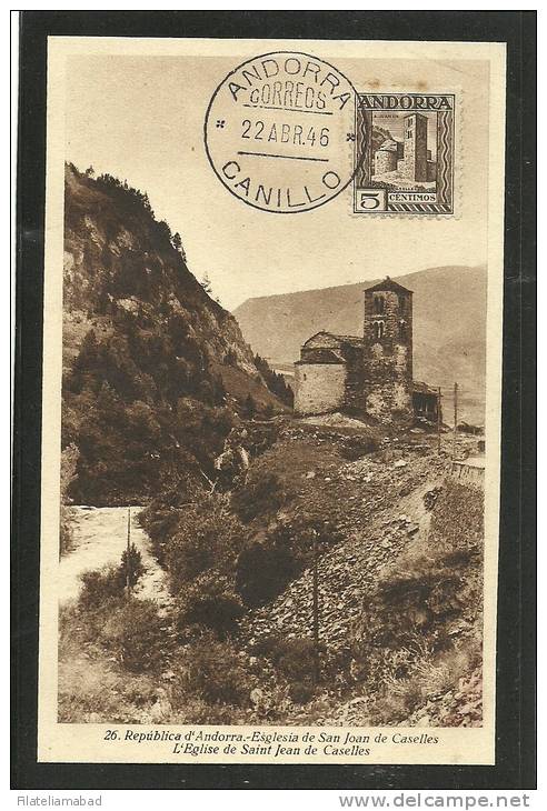 ANDORRA- CARTA MAXIMA CORREO ESPAÑOL SANT JOAN DE CASÉLLES - JOAN SALA   (P-14) - Cartas & Documentos