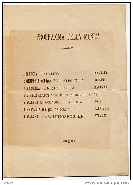 PROGRAMMA MUSICALE NOZZE MARCHESE DELLA VALLE ANNO 1871 LITOGRAFIA - Altri & Non Classificati