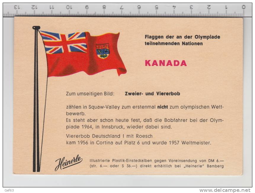 Flaggen Der An Der Olympiade Teilnehmenden Nationen - Kanada - Viererbob - Sport Invernali