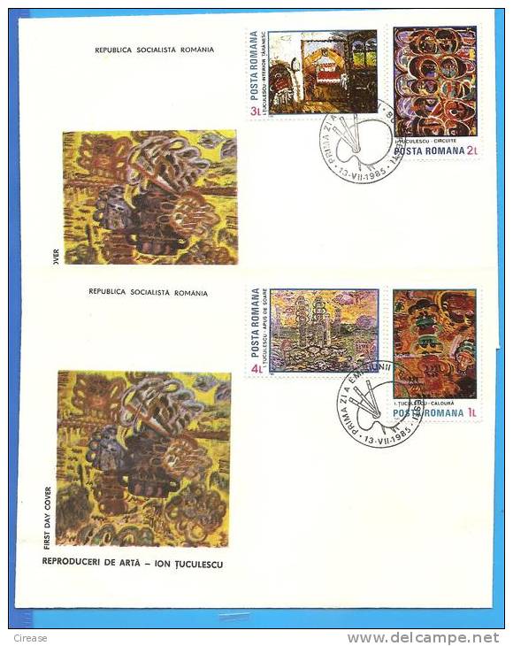 Painting, Impressionism 1985  Romania FDC 2X First Day Cover - Impresionismo