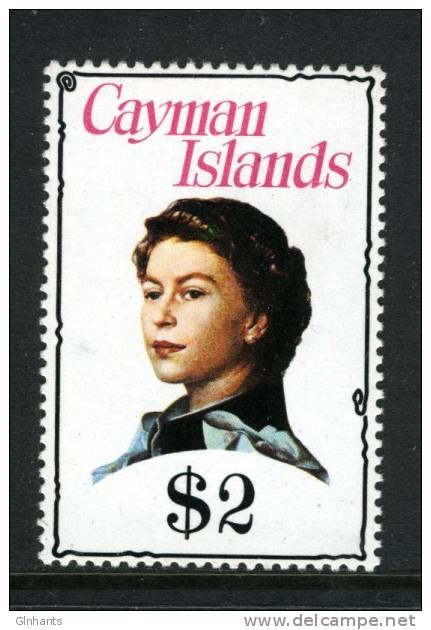 CAYMAN ISLANDS - 1977 $2 QUEEN ELIZABETH PORTRAIT CHALK PAPER FINE MNH ** - Cayman Islands