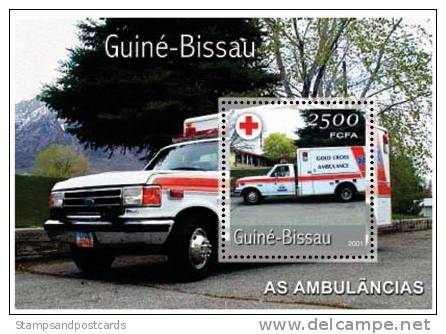 Guinée Bissau Ambulance  Camionnette Ford Bloc 2001 ** Guinea Bissau Ambulance Ford Van Souvenir Sheet 2001 ** - LKW