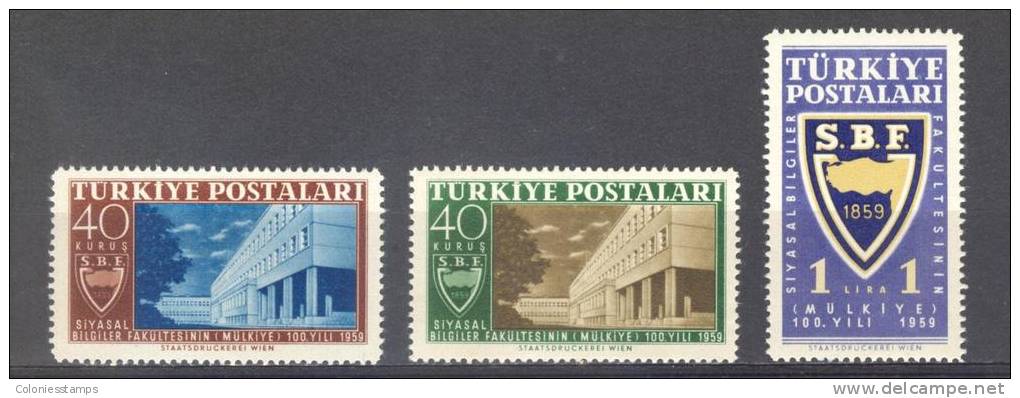 (S1185) TURKEY, 1959 (Centenary Of The Political Science School). Complete Set. Mi # 1694-1696. MNH** - Ungebraucht