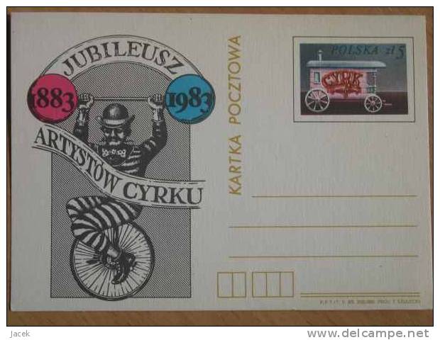 Circus Jubilee 1883 -1983 / Poland / Postal Stationery / - Circo