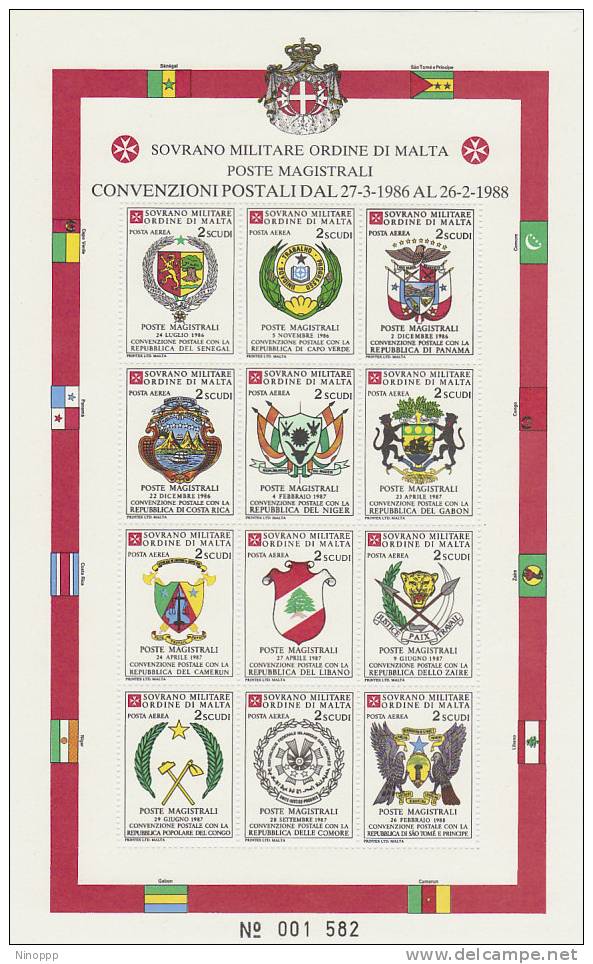 SMOM-1988 BF 25 Arms Souvenir Sheet MNH - Malte (Ordre De)