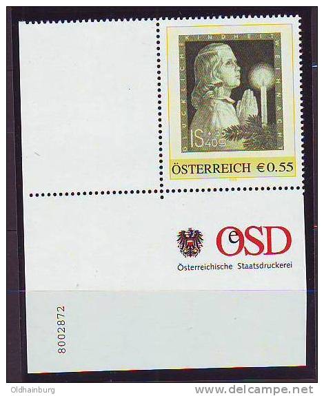 056: Personalisierte Briefmarke Aus Österreich Glückliche Kindheit Ecke Links Unten Mit Nummer - Persoonlijke Postzegels