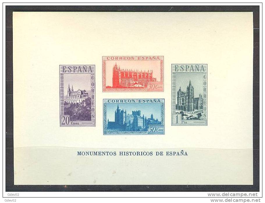 ES848SCSF-L3621THC.España.Spain    Espagne HB.MONUMENTOS HISTORICOS,1938 ( Ed. 848**) Sin Charnela. SIN DENTAR LUJO - Commemorative Panes