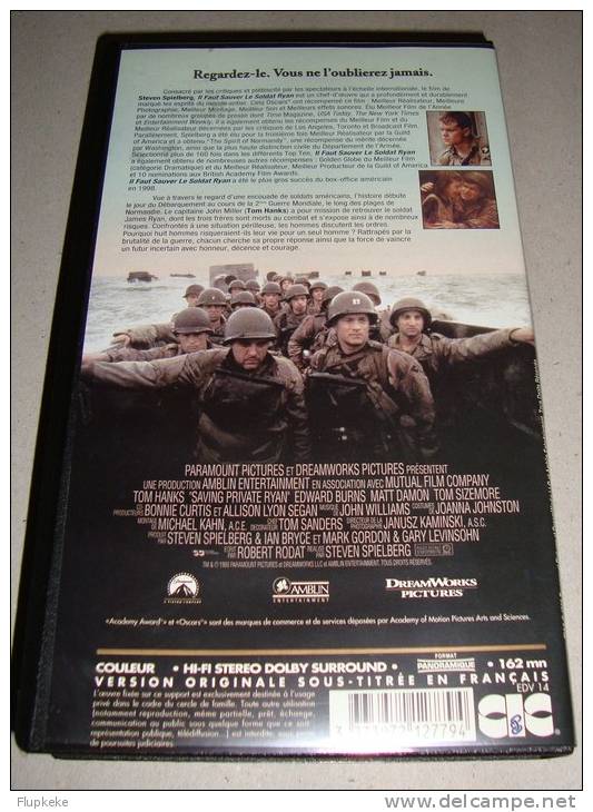 Vhs Pal Il Faut Sauver Le Soldat Ryan Saving Private Ryan Steven Spielberg 1998 Version Originale Sous-titrée Français - Drame