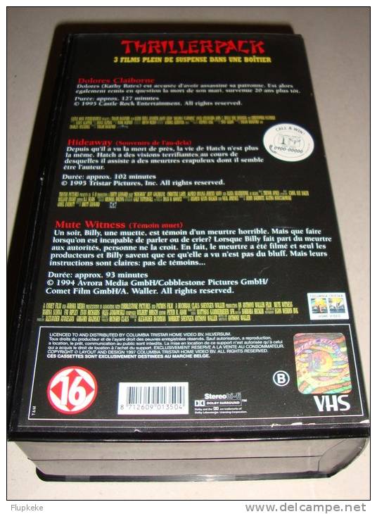 Vhs Pal Thrillerpack Dolores Claiborne Hideway Souvenirs De L´Au-delà Mute Witness Témoin Muet Version Française - Mystery