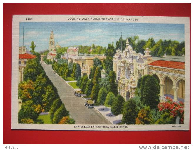 - California > San Diego  Exposition  Along Avenue Of Palaces  Linen--== Ref 277 - San Diego