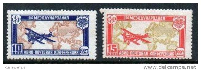 RUSSIA (USSR) -(CP2707)-YEAR 1927-(Michel 326/327)-First International Air Mail Congress. -MH/MNH */**. - Neufs