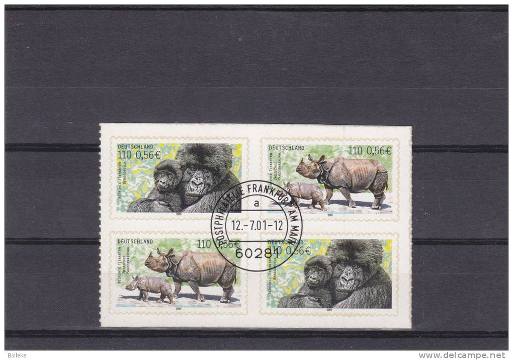Rhinocéros - Gorilles - Allemagne - République Fédérale - Timbres De 2001 - Oblitérés - Rhinoceros
