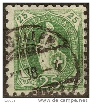 Stehende Helvetia, 25 Rp.grün  Weite Zähnung     1888 - Gebraucht