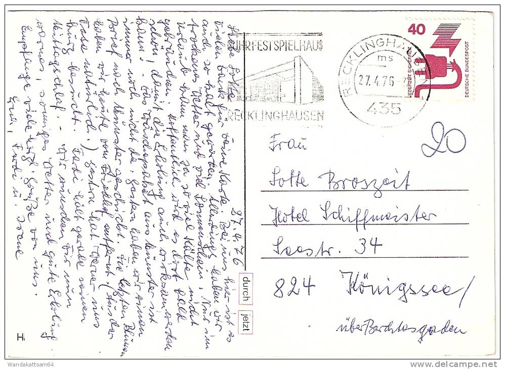 AK Westerwarft Auf Hallige Hooge 27. 4. 76 - 22 435 RECKLINGHAUSEN 1 Ms Werbestempel RUHRFESTSPIELHAUS RECKLINGHAUSEN - Nordfriesland