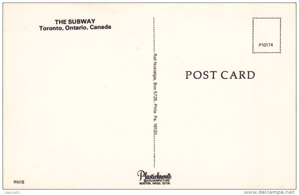 The Subway Metro Toronto ,Ontario , Canada ,  Postcard Unused - Subway